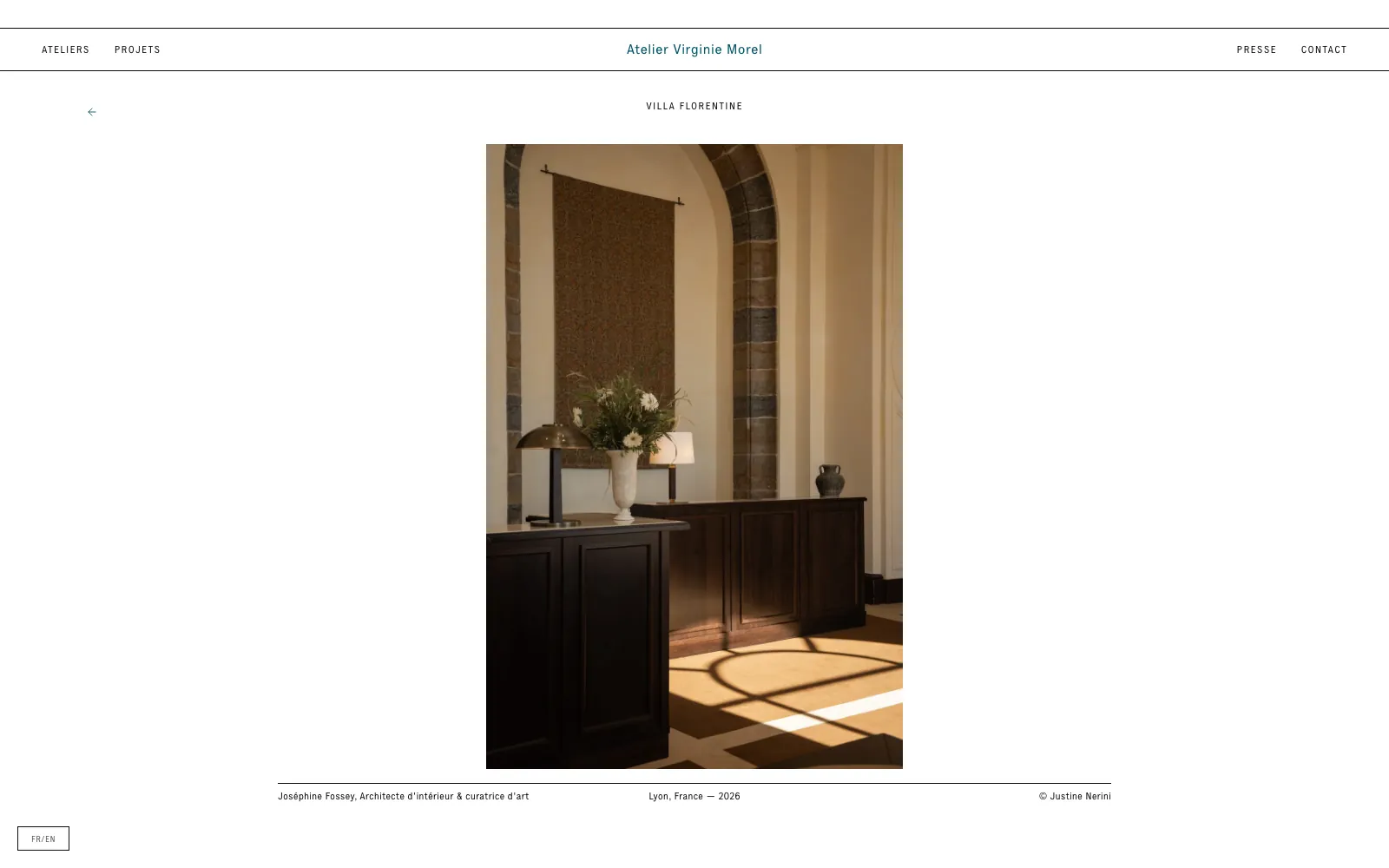 Page projet du site de l'Atelier Virginie Morel : photo, architecte d'intérieur, lieu et année